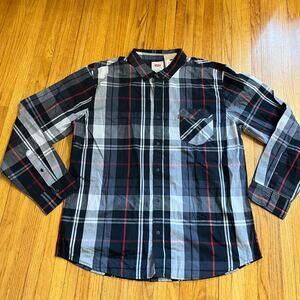 Levis Shirt Mens XXL Black Beauty Plaid Button Up Pocket Western